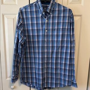 Izod Men's Blue and White Plaid Shirt XL Tall